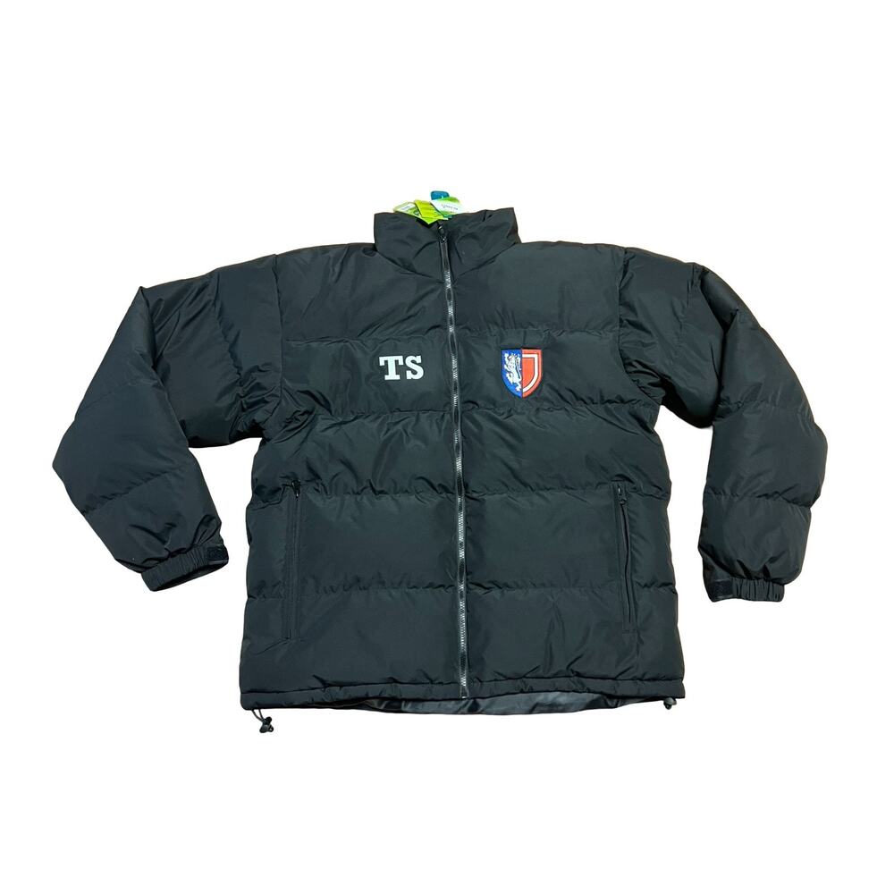 Genuine Result Recycled Mens Puffer Jacket XL Black Recycled Zip Embroidered